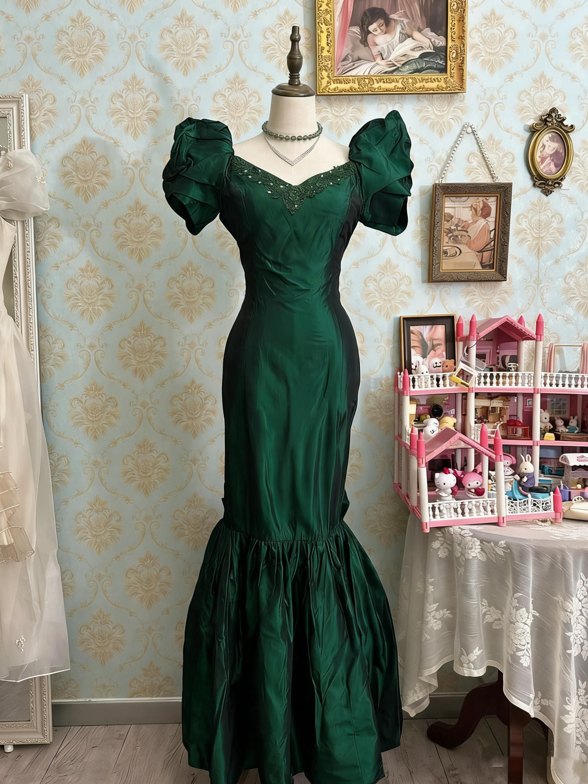 Elegant Prom Dress Dark Green V-neck Backless Mermaid Gala Dress Evening Dress  D4483