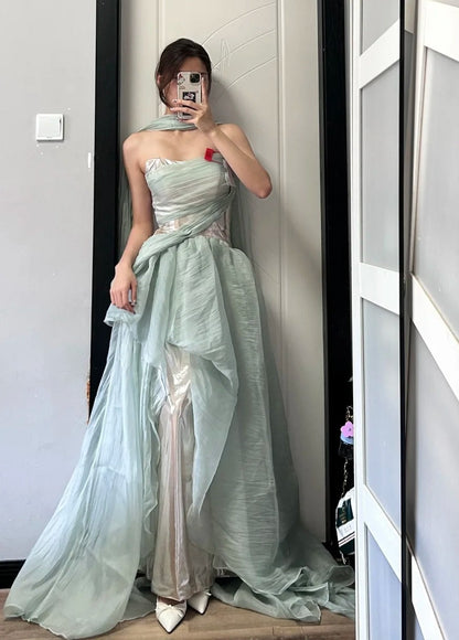 Beauty Prom Dress Strapless Pleated Gala Dress Evening Dress Formal Dress   D4493