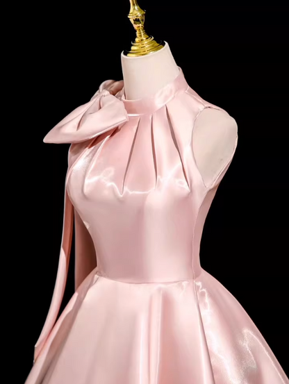 Sweet Prom Dress Light Pink Crew Neck Pleated Evening Dress Quinceanera Dress Ball Gown      D4507