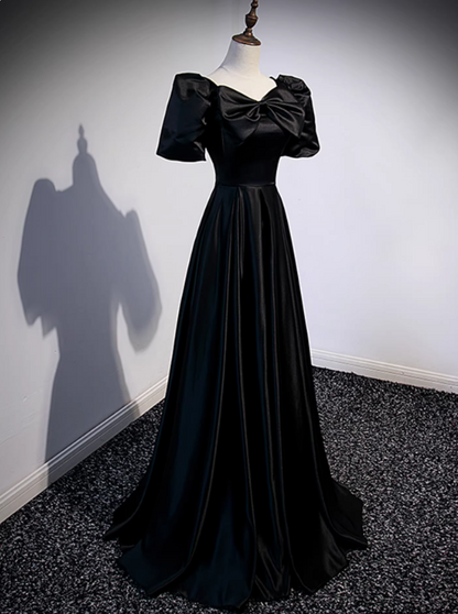 Elegant Prom Dress Black V-neck Pleated Gala Dress Evening Dress Formal Dress  D4516