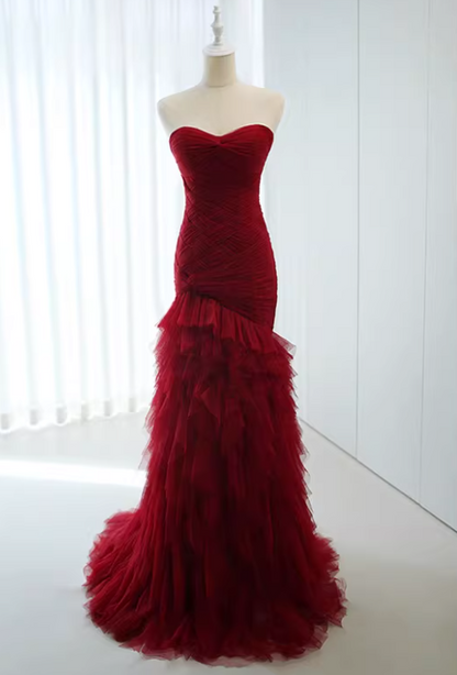 Stunning Prom Dress Sweetheart Tulle Pleated Mermaid Gala Dress Evening Dress Formal Dress  D4521