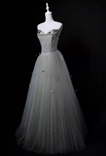 Charming Prom Dress A Line Sweetheart Pleated Tulle Gala Dress Evening Dress Party Dress  D4529