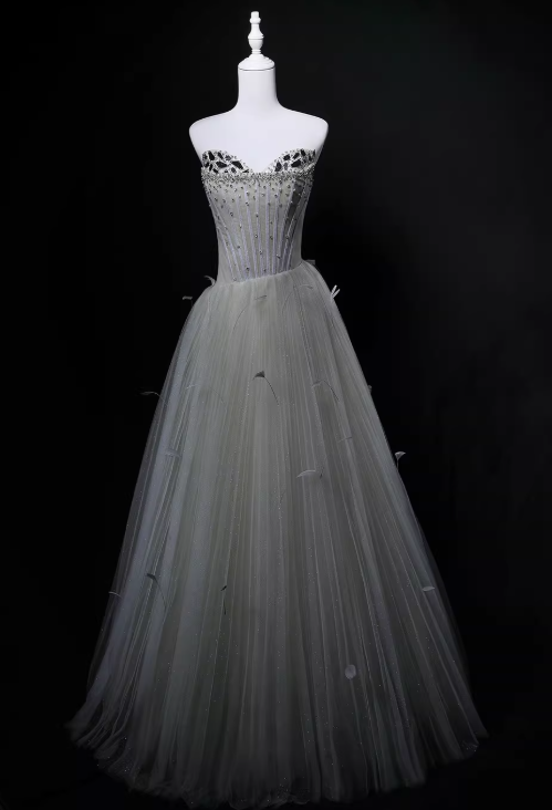 Charming Prom Dress A Line Sweetheart Pleated Tulle Gala Dress Evening Dress Party Dress  D4529