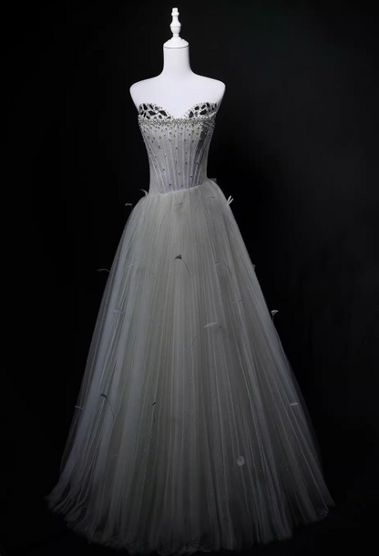 Charming Prom Dress A Line Sweetheart Pleated Tulle Gala Dress Evening Dress Party Dress  D4529
