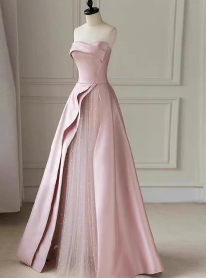 Beauty Prom Dress A Line Strapless Tulle Gala Dress Evening Dress Formal Dress D4531