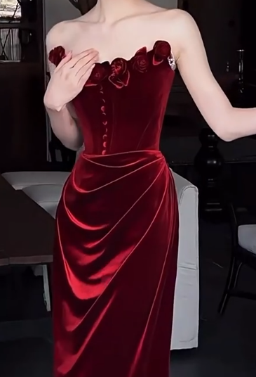 Elegant Prom Dress Strapless Pleated Gala Dress Evening Dress Formal Dress  D4534