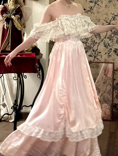 Beauty Prom Dress Off Shoulder Lace Pleated Gala Dress Formal Dress Evening Dress  D4570