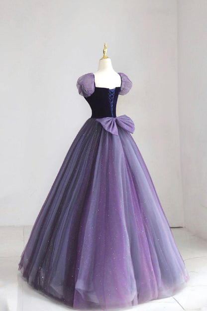 Elegant Purple A-Line Long Formal Party Dress Evening Gown MD7784