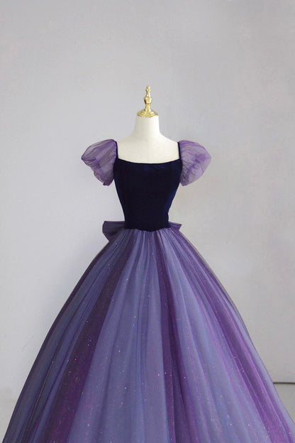 Elegant Purple A-Line Long Formal Party Dress Evening Gown MD7784