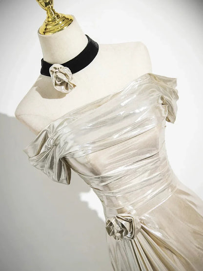 Mermaid Off the Shoulder Party Dress, Beautiful Champagne Evening Party Dress, MD7852