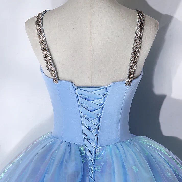 Fairy Spaghetti Strap Sweet 16 Birthday Party Gown Sparkly Formal Prom Dress MD7558