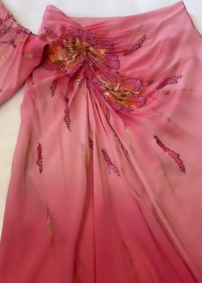 Vintage A Line Spaghetti Straps Two Piece Pink Chiffon Short Party Dress Homecoming Dress SH2002