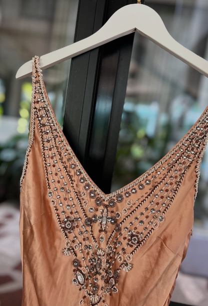 Vintage A Line Spaghetti Straps Beaded Chiffon Satin Short Prom Dress Homecoming Dress SH4943