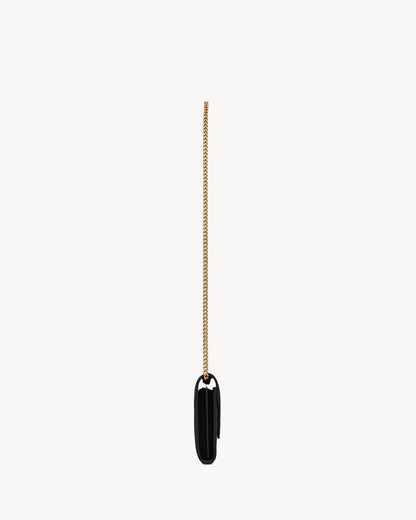 Saint Laurent CLASSIC CASSANDRE CHAIN WALLET IN GRAIN DE POUDRE LEATHER