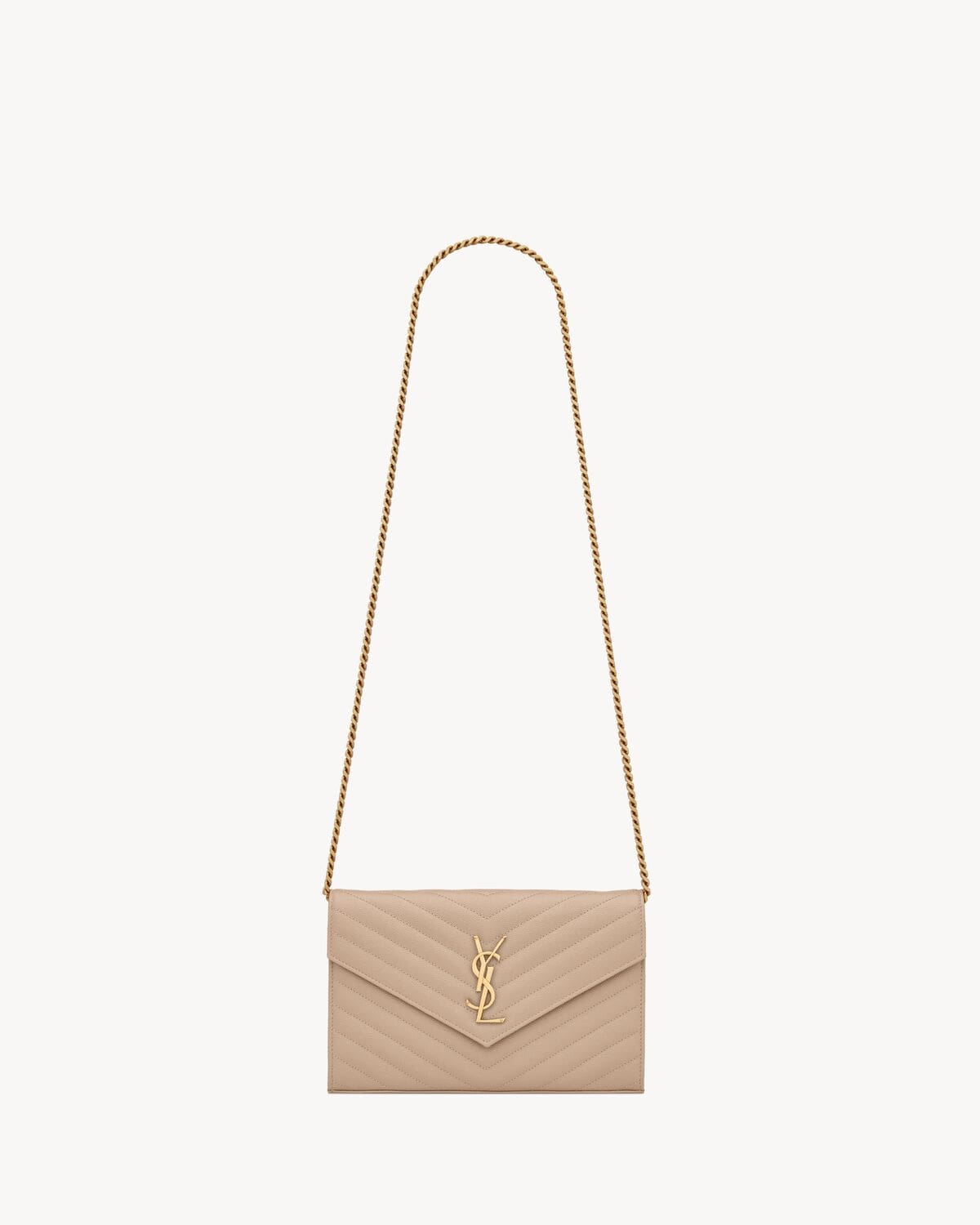 Saint Laurent Cassandre Chain Matelassé Textured-Leather Wallet