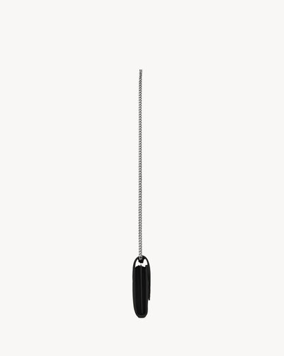 Saint Laurent classic cassandre chain wallet in grain de poudre leather