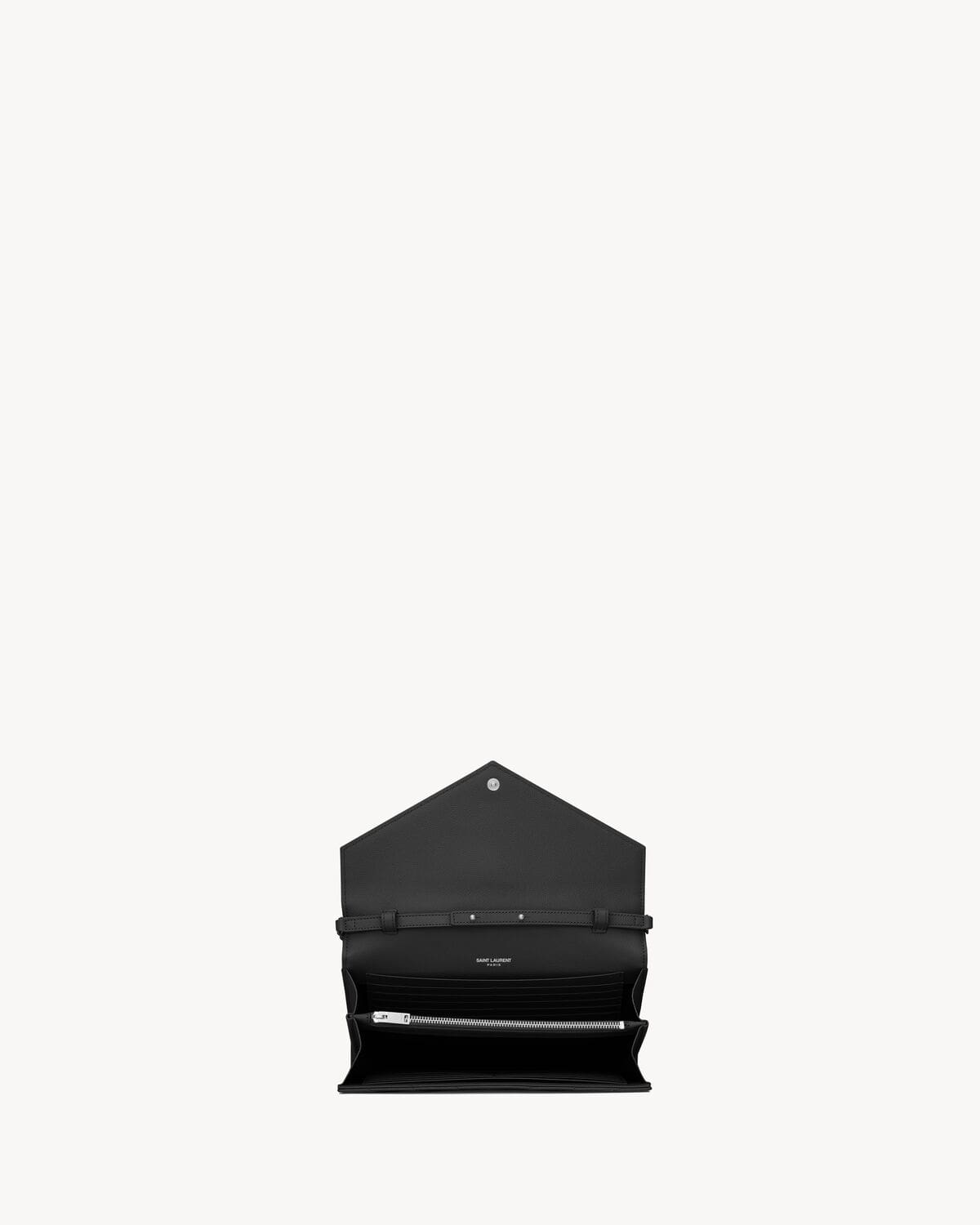 Saint Laurent classic cassandre chain wallet in grain de poudre leather