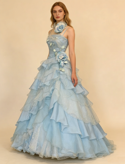 New Arrival Prom Dress Spaghetti Straps Ruffle Tired Ball Gown Evening Gown Quinceanera Dress    D3650