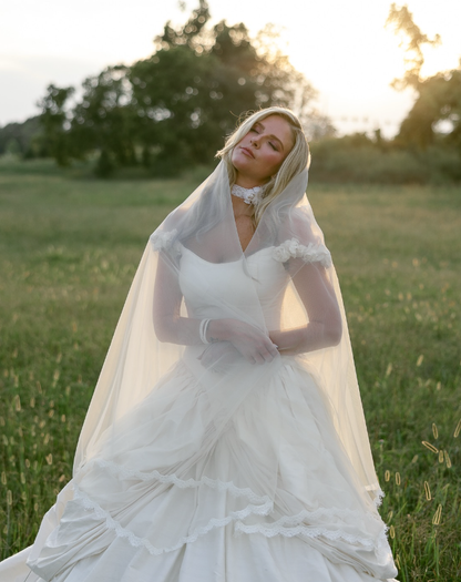 Vintage Ball Gown Off the Shoulder 3D Flower White Satin Wedding Dress SH6081