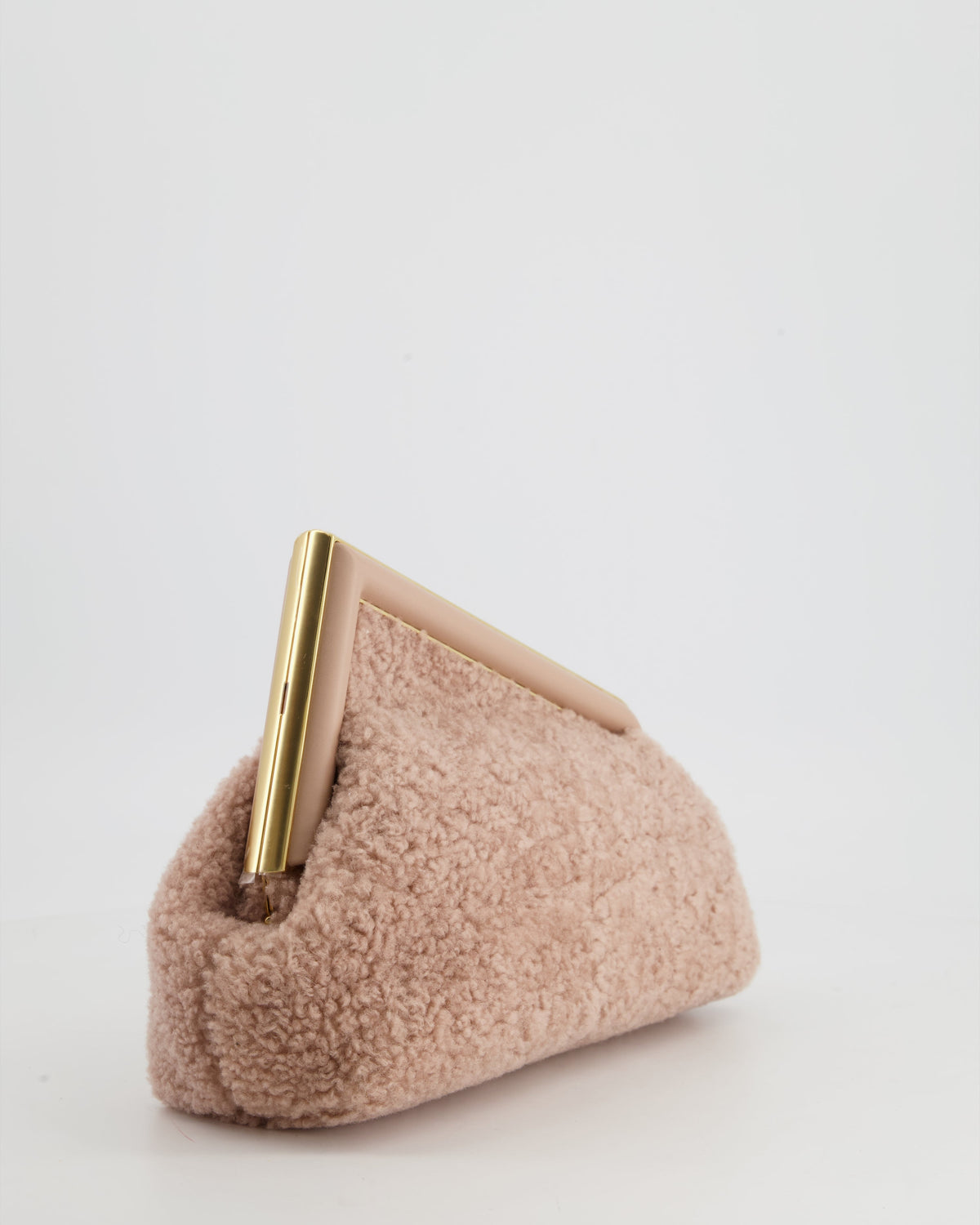 Fendi First Small Dusty Pink Sheepskin Bag with Gold Hardware