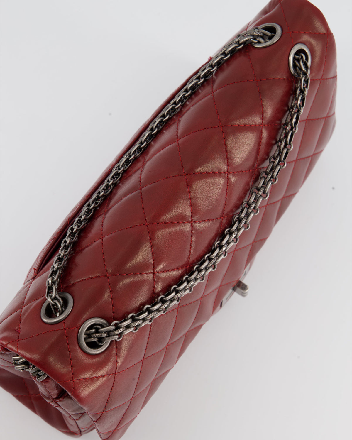 Chanel Deep Red Medium Reissue Bag in Lambskin Leather with Ruthenium Hardware