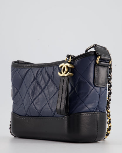 *FIRE PRICE* Chanel Blue & Black Small Gabrielle Bag in Lambskin Leather with Mixed Hardware