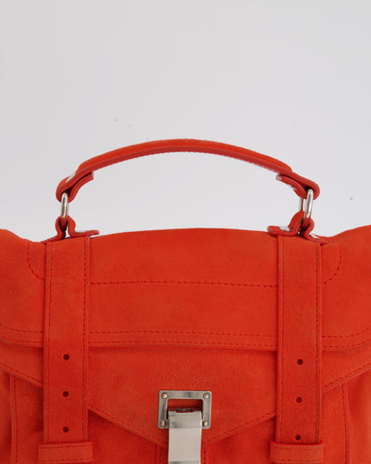 Proenza Schouler Coral Red Suede PS1 Shoulder Bag with Silver Hardware