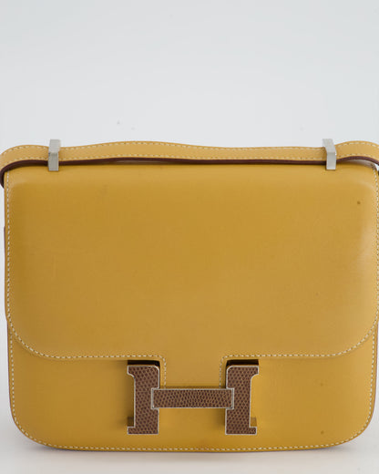 *FIRE PRICE* Hermès Mini Constance Bag 18cm in Paille Swift Leather with Palladium and Lizard Hardware