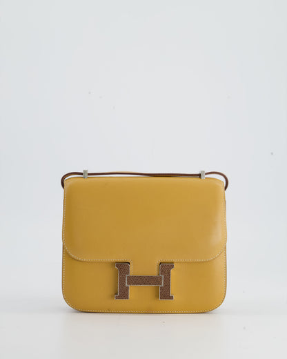 *FIRE PRICE* Hermès Mini Constance Bag 18cm in Paille Swift Leather with Palladium and Lizard Hardware