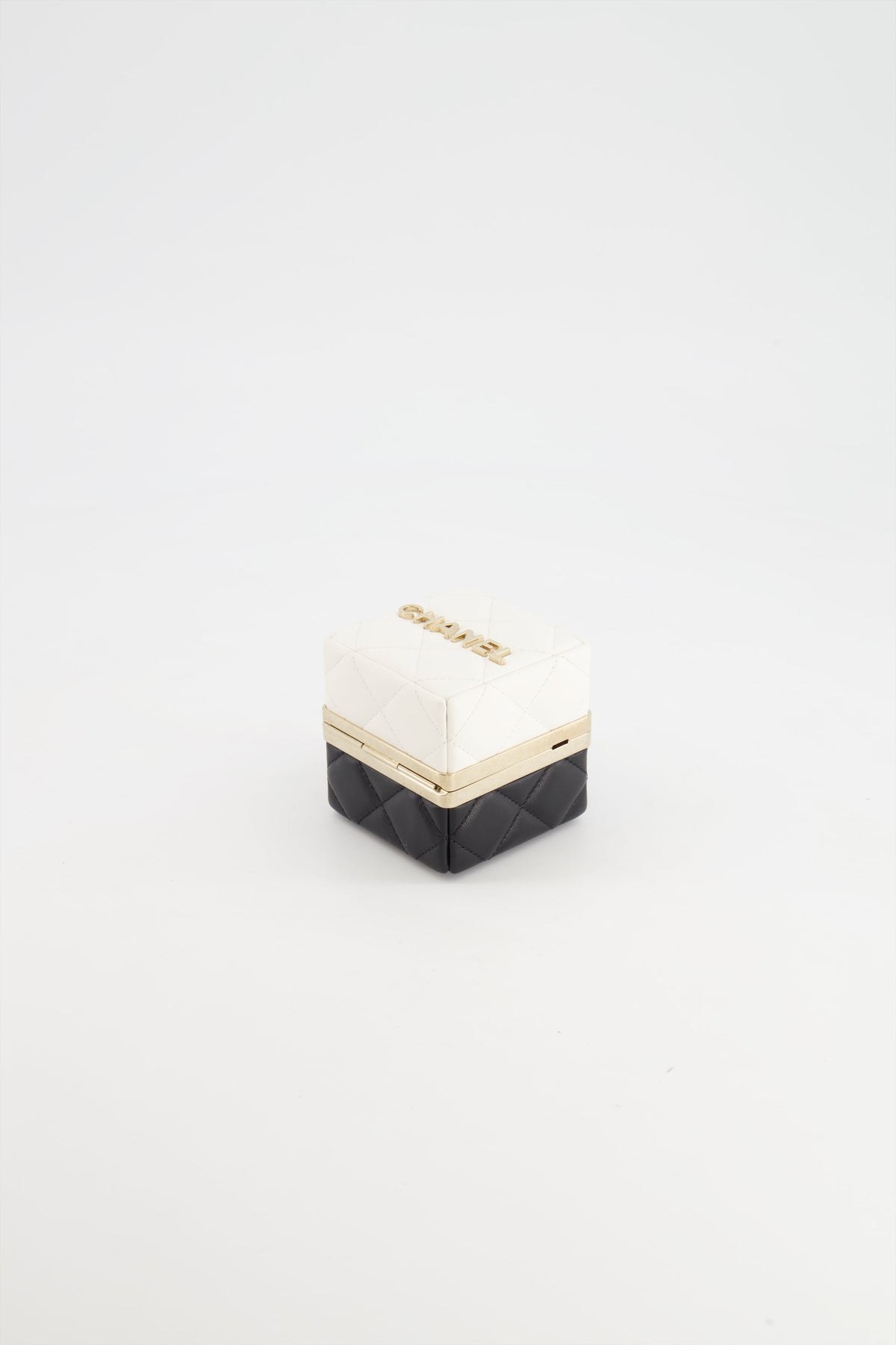 Chanel Black and White Micro Box Square Bag with Gold Hardware