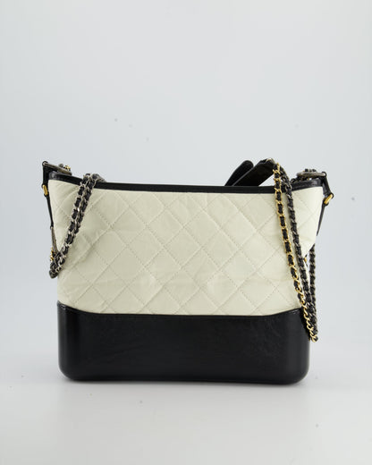 *FIRE PRICE* Chanel White and Black Medium Gabrielle Bag in Aged Calfskin Leather with Mixed Hardware