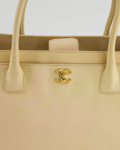 Chanel Vintage Beige Executive Tote Bag in Leather with 24K Gold Hardware