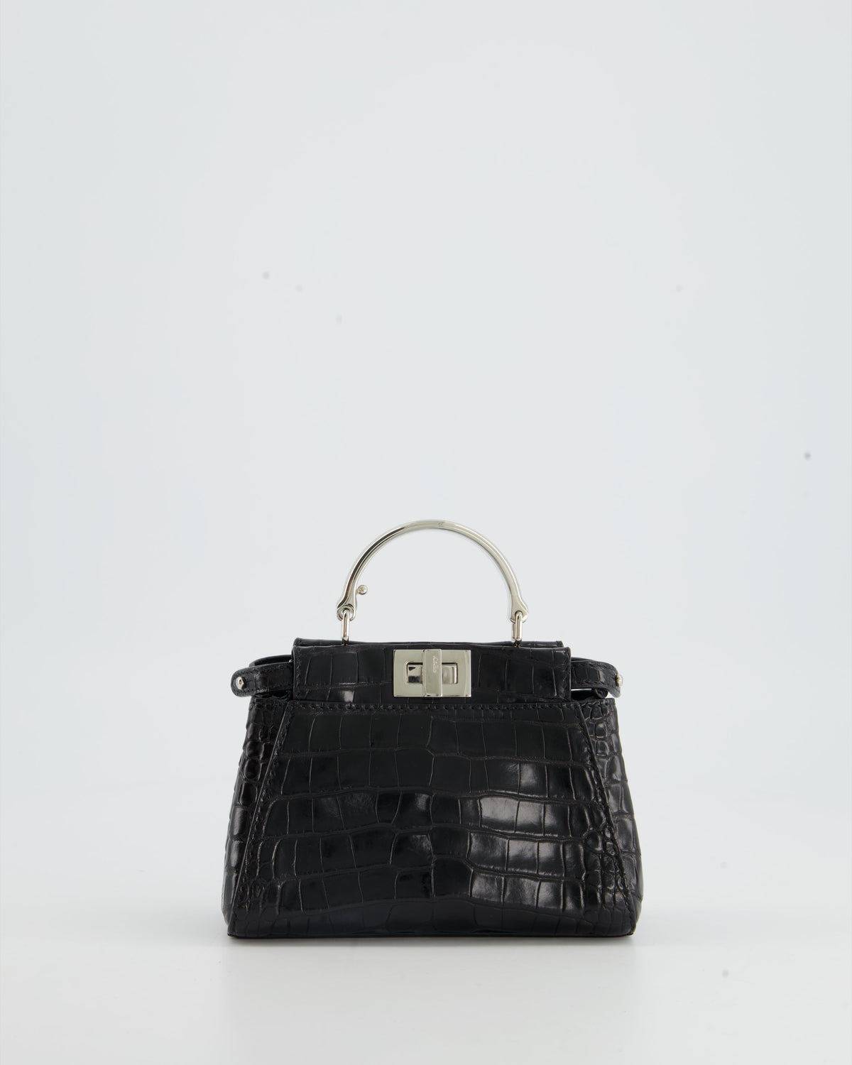 *FIRE PRICE* Fendi Black Exotic Micro Mini Peekaboo Bag with Silver Hardware
