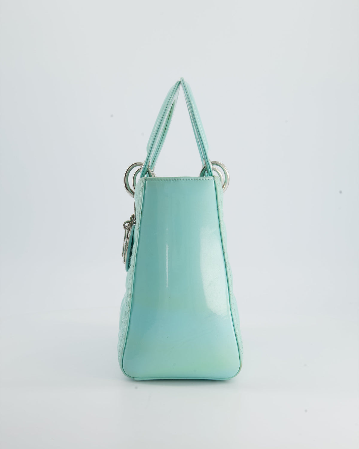 Christian Dior Tiffany Blue Medium Lady Dior Bag Patent with Silver Hardware RRP £5300