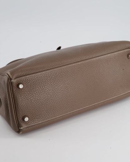Hermès Kelly 32 Retourne Bag in Etoupe Clemence Leather with Palladium Hardware