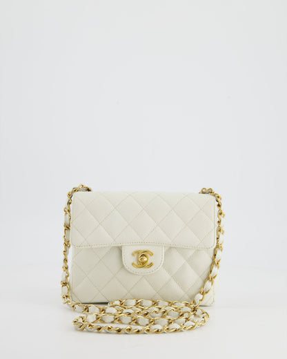 *RARE* Chanel Vintage White Caviar Mini Square Flap Bag with 24K Gold Hardware