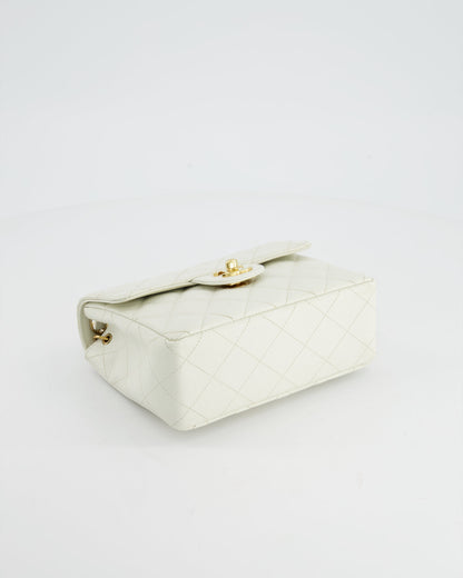 *RARE* Chanel Vintage White Caviar Mini Square Flap Bag with 24K Gold Hardware