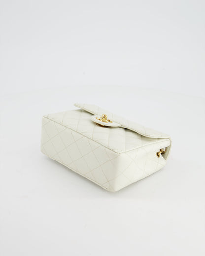 *RARE* Chanel Vintage White Caviar Mini Square Flap Bag with 24K Gold Hardware