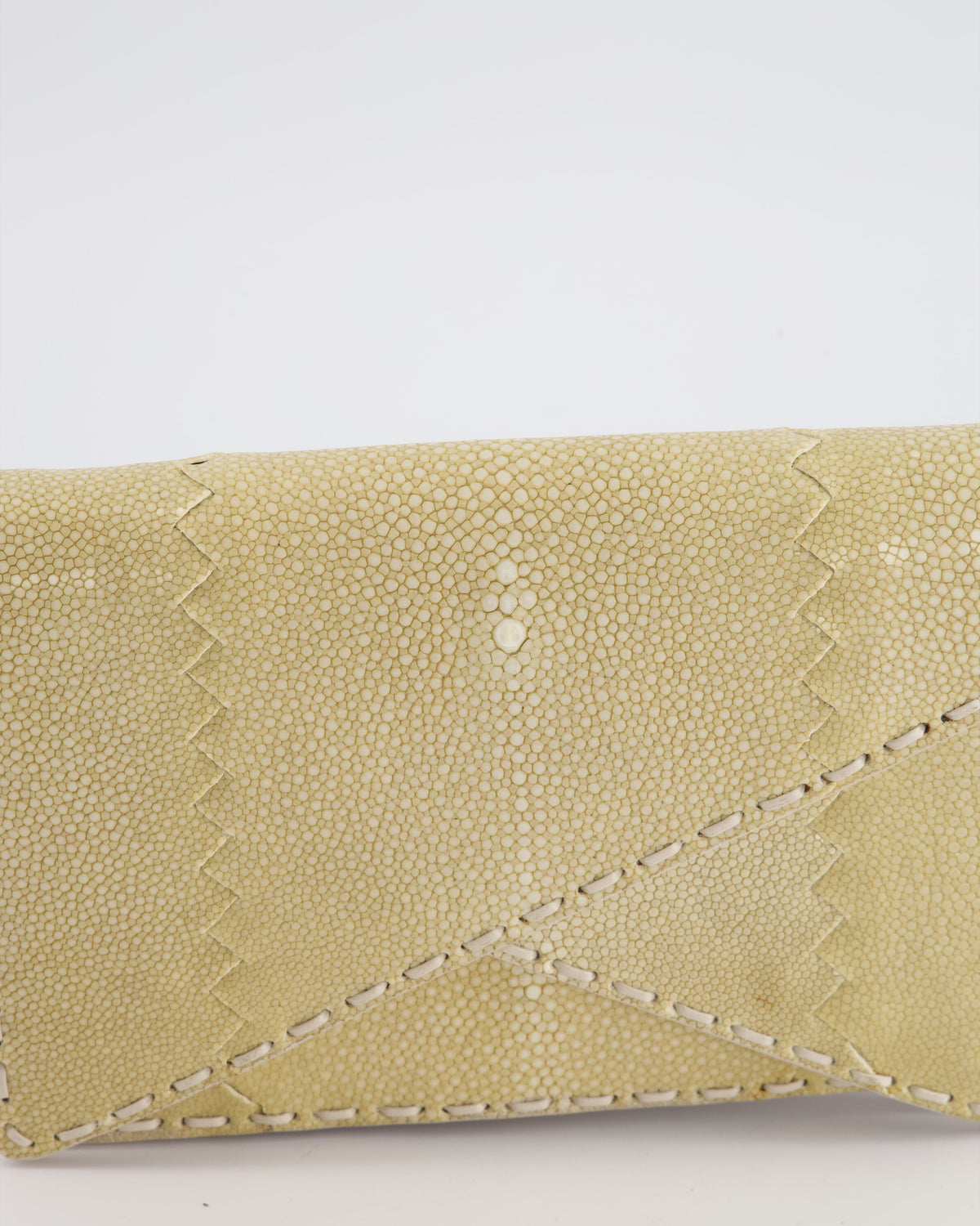 Bottega Veneta Beige Stingray Envelope Double Flap Clutch Bag