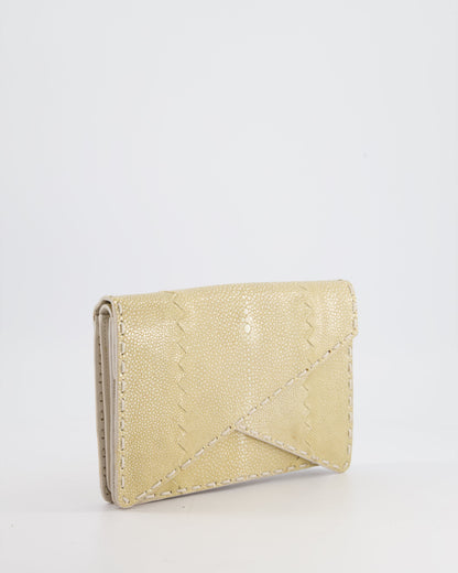 Bottega Veneta Beige Stingray Envelope Double Flap Clutch Bag