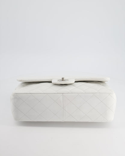 Chanel White Jumbo Classic Double Flap Bag in Lambskin Leather with Silver Hardware RRP £9,240