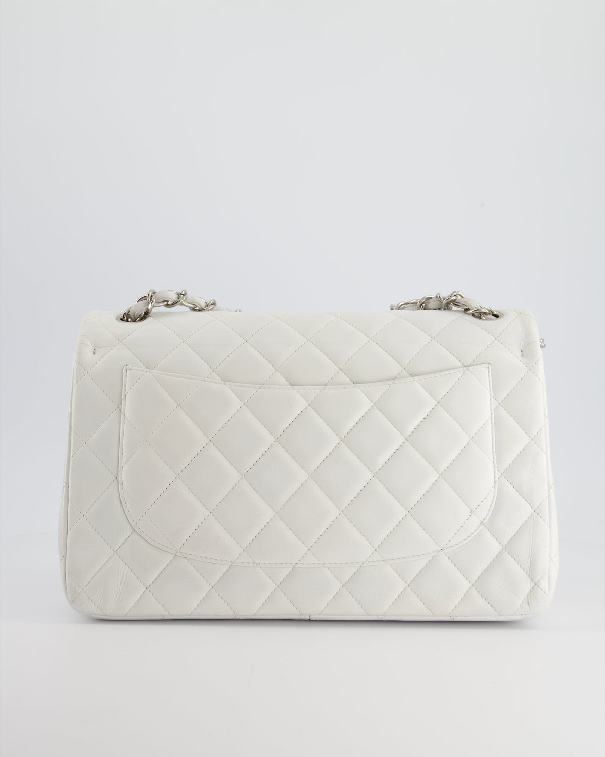 Chanel White Jumbo Classic Double Flap Bag in Lambskin Leather with Silver Hardware RRP £9,240