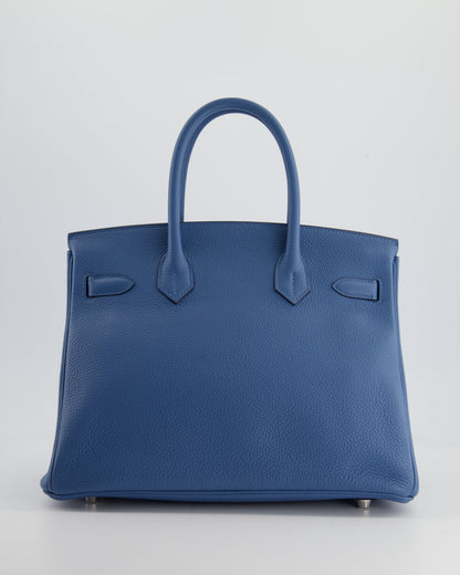 Hermès Birkin Bag 30cm in Bleu Azur Togo Leather and Palladium Hardware