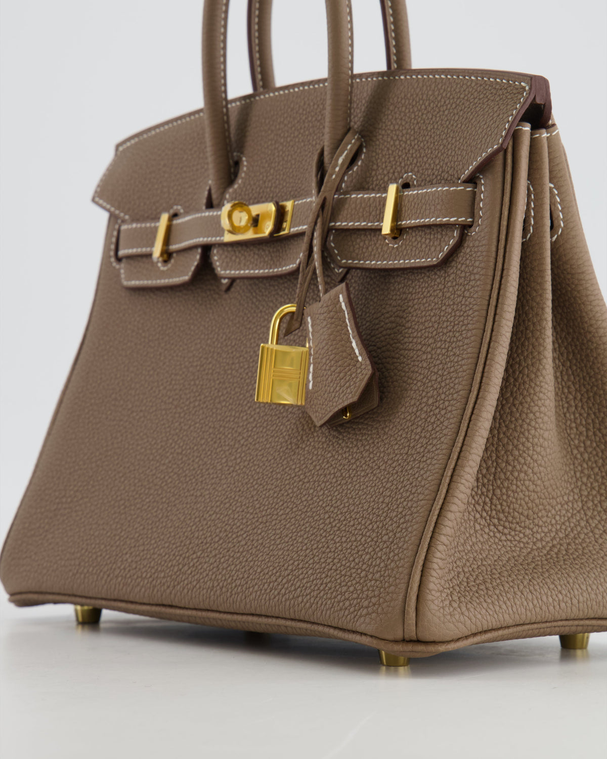 *RARE* Hermès Birkin 25cm Retourne Bag in Etoupe Togo Leather with Gold Hardware