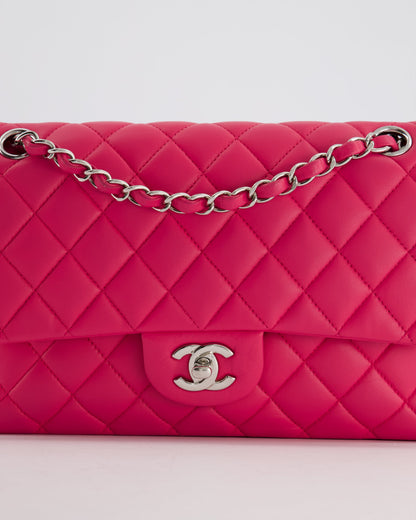 Chanel Hot Barbie Pink Medium Classic Double Flap Bag in Lambskin Leather with  Silver Hardware