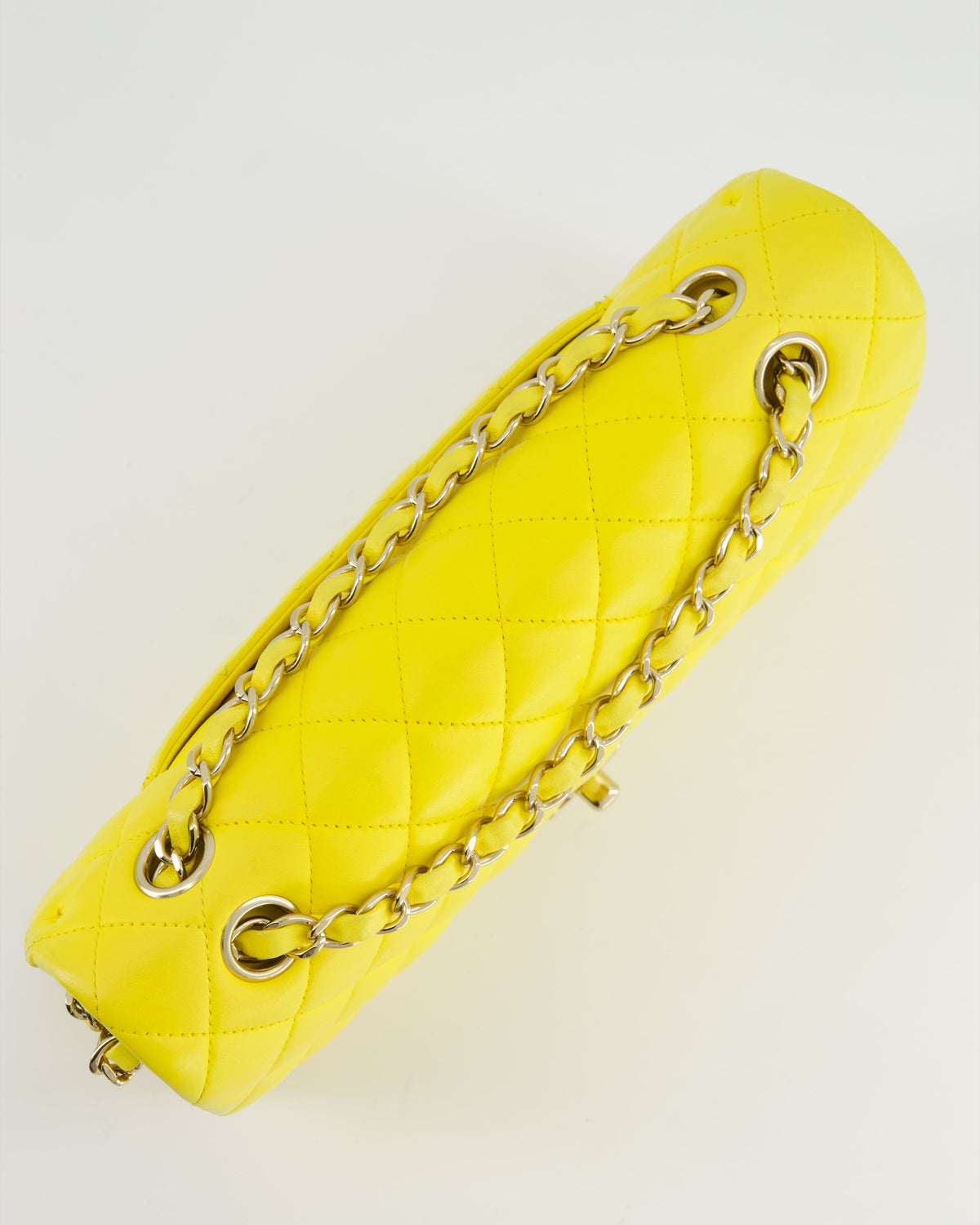 Chanel Canary Yellow Medium Classic Double Flap Bag in Lambskin Leather with Gold Hardware