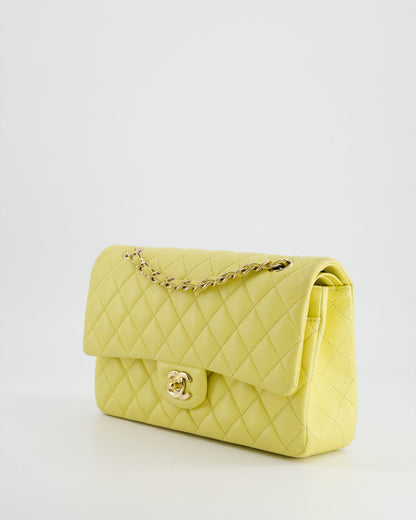 Chanel Sorbet Yellow Medium Classic Double Flap Bag in Caviar Leather with Champagne Gold Hardware