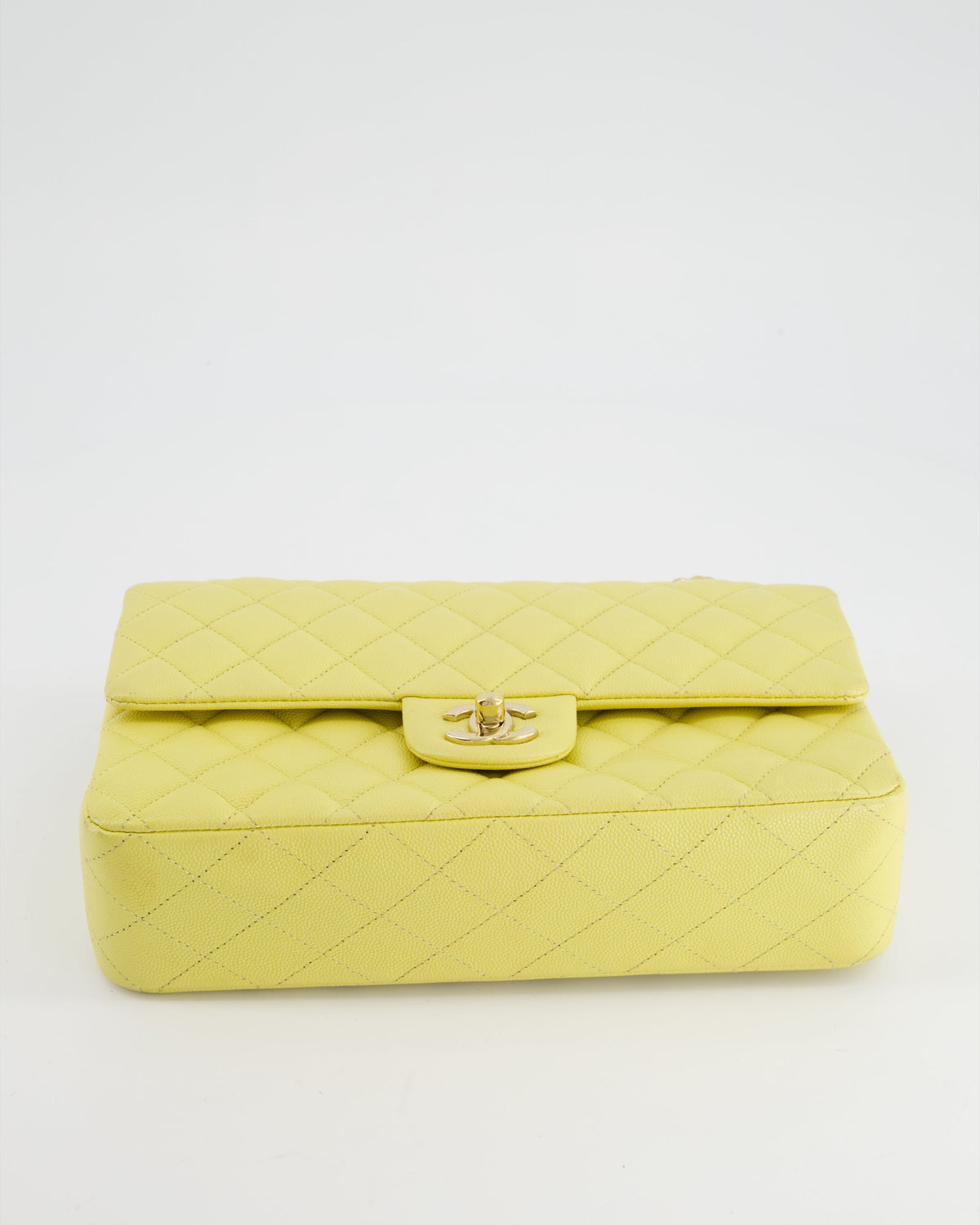 Chanel Sorbet Yellow Medium Classic Double Flap Bag in Caviar Leather with Champagne Gold Hardware