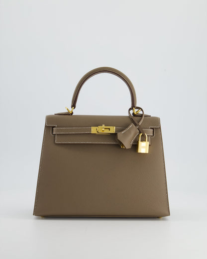 *HOLY GRAIL* Hermès Kelly 25cm Sellier in Etoupe Epsom Leather and Gold Hardware