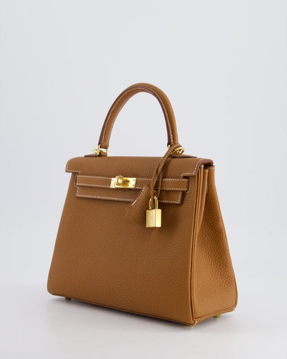 *HOLY GRAIL* Hermès Kelly Bag 25cm Retourne in Gold Togo Leather with Gold Hardware